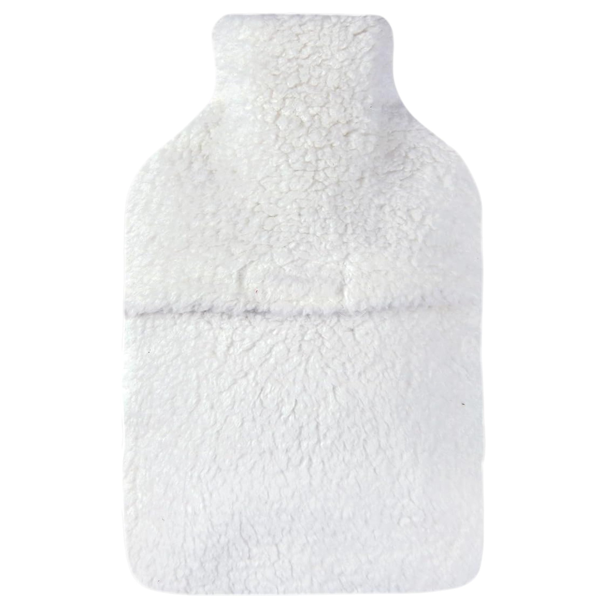 Elite Heat hot water bottle with removable plush cover, perfect for winter in cream white